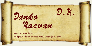 Danko Mačvan vizit kartica
